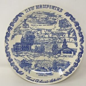 Vintage Vernon Kilns New Hampshire Commemorative Plate - Made in USA